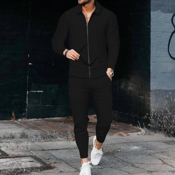 Fashion Zipper Cardigan Sportswear Set – Casual 2-Piece Jogger Outfit for Streetwear, Gym & Travel | USA Trend 2025