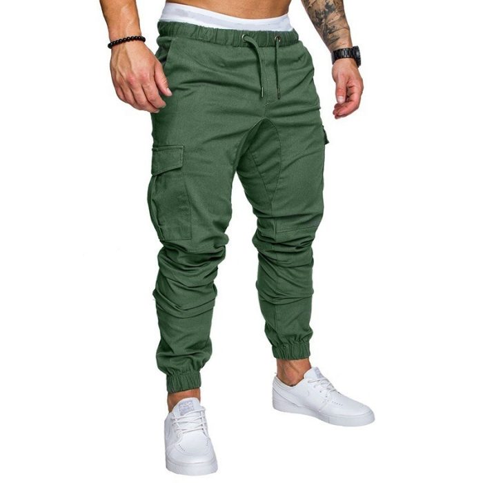 Men's Woven Fabric Casual Pants Corset Pants – Multi-Pocket Streetwear Style, Loose Fit Utility Trousers