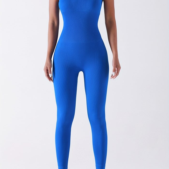 Women's Seamless Workout Jumpsuit – Full-Length Compression Activewear Bodysuit for Gym, Yoga & Training