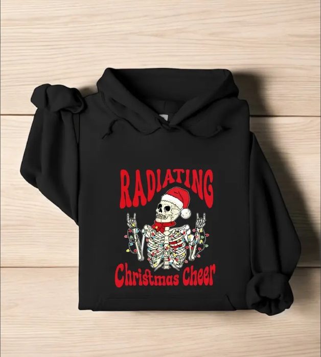 “Funny Radiology Christmas Hoodie – Santa Skeleton Rad‑Tech Sweatshirt for X‑Ray Technicians & Nurses”