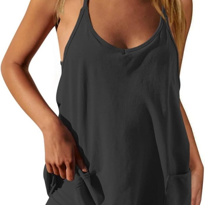 “Women’s Sleeveless Active Jumpsuit with Built‑In Shorts – Summer Workout & Everyday One‑Piece”