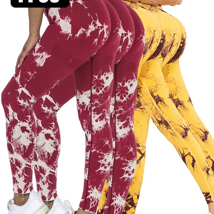 "4-Pack Women’s High-Waisted Tie-Dye Yoga Pants – Seamless, Stretchy Activewear Leggings for Workout, Gym & Daily Wear"