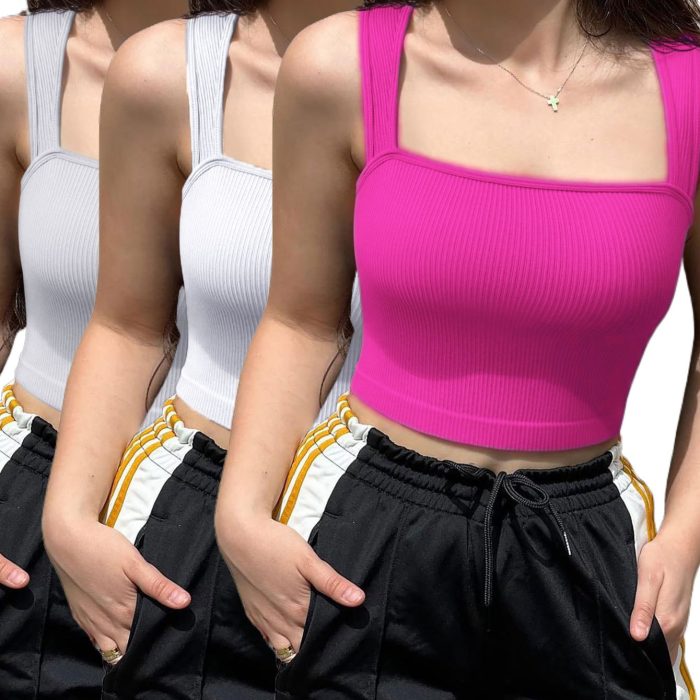 3‑Piece U‑Back Padded Wireless Crop Tops for Women – Low‑Impact Yoga & Lounge Essentials